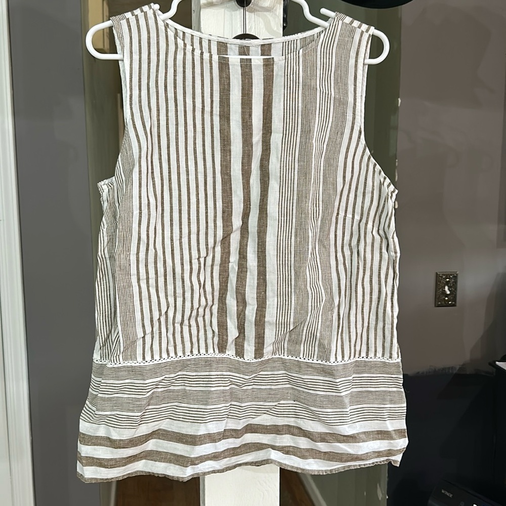 Striped Brown and White Women's Sleeveless Top